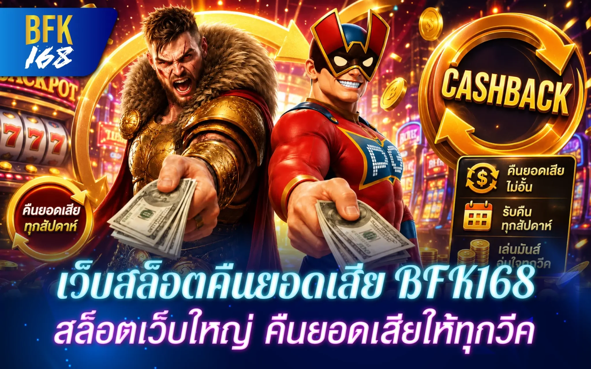 เว็บสล็อตคืนยอดเสีย BFK168 สล็อตเว็บใหญ่ คืนยอดเสียให้ทุกวีค